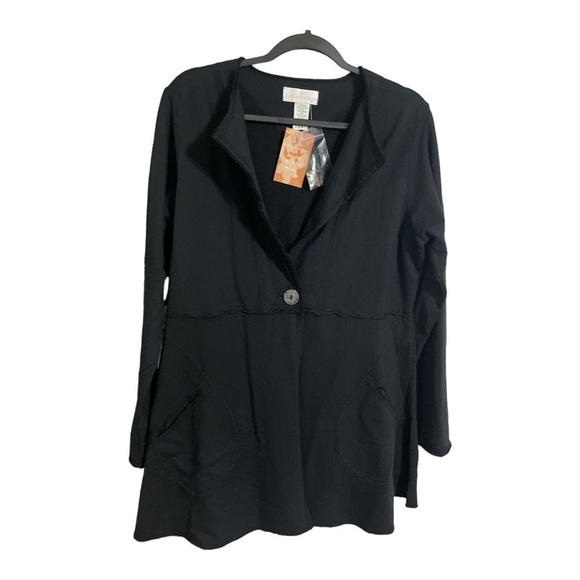 Soft Surroundings Black Raw Edge Cotton
Long sweater jacket Sz LRG - Picture 1 of 9
